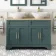 Lucia Midnight Green Double Vanity with Oak Effect Top & Oval Counter Top Basin 1200mm - Brass Knurled Handles