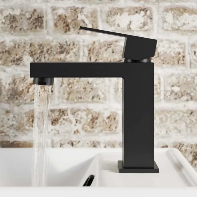 Lea Matt Black Cloakroom Basin Mixer Tap