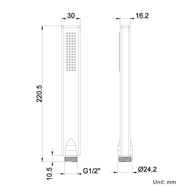 Chrome Rectangular Hand Shower