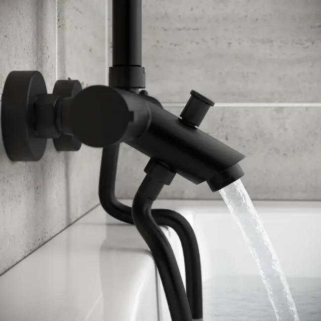 Ballina Round Matt Black Thermostatic Bath Filler Shower Set