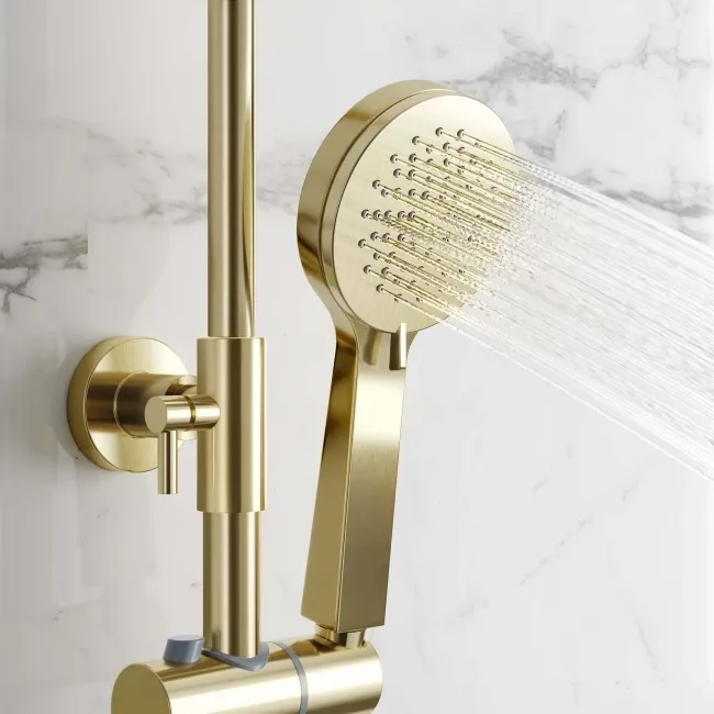 Ballina Premium Brushed Brass Round Thermostatic Shower