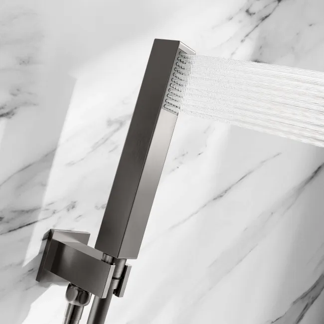 Galway Premium Gunmetal Grey Square Thermostatic Shower Set - 200mm Head & Hand Shower