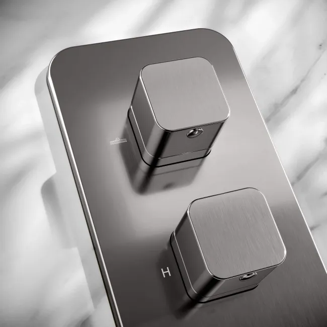 Galway Premium Gunmetal Grey Square Thermostatic Shower Set - 200mm Head & Hand Shower