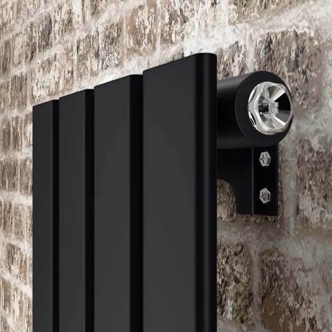 Faro Matt Black Single Flat Panel Vertical Radiator 1600x350mm