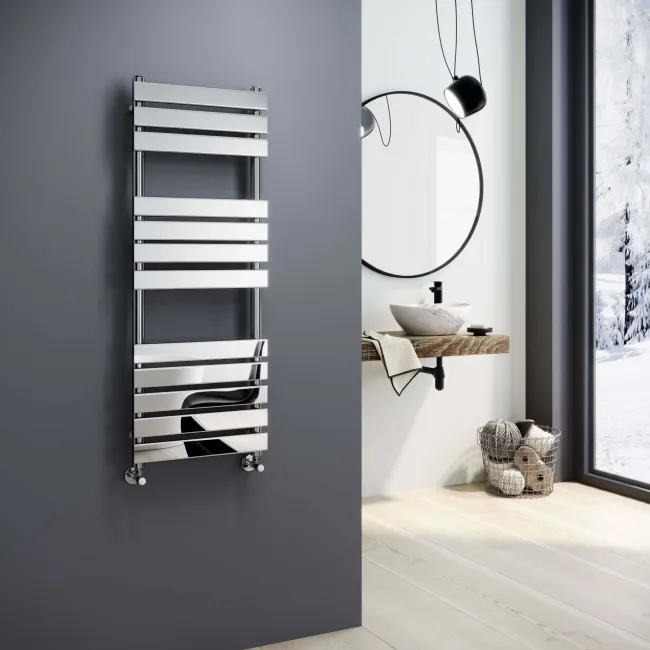 Santorini Chrome Flat Panel Heated Towel Rail 1200x450mm