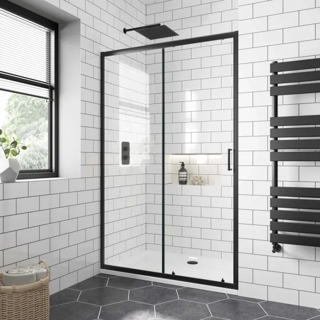 London Matt Black 6mm Sliding Shower Door 1200mm