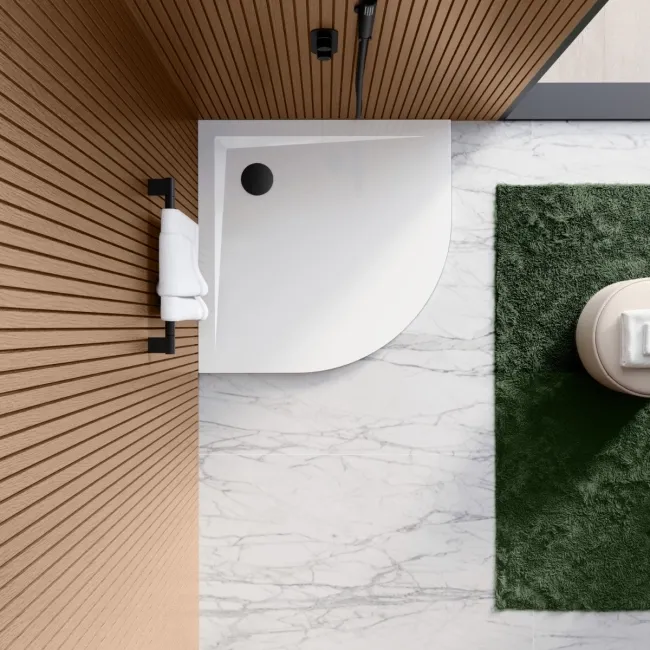 Sydney Low Profile Quadrant Gloss White Stone Shower Tray 900x900mm