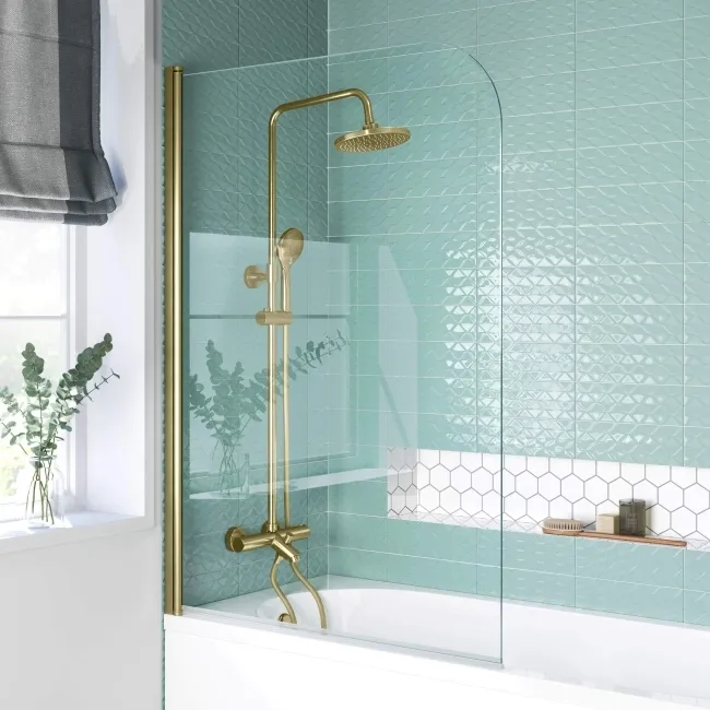 Geneva Easy Clean 6mm Brushed Brass Bath Screen - 800mm