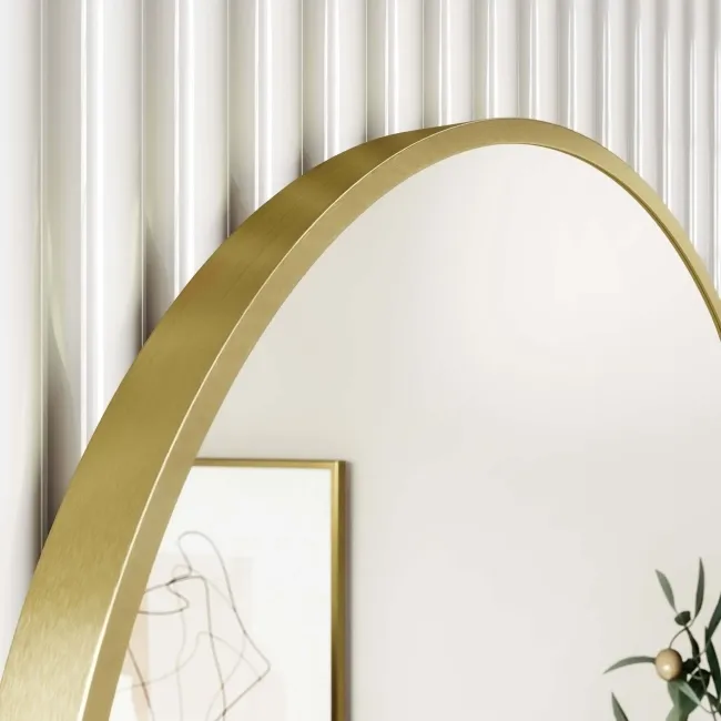 Mollie Brushed Brass Round Bathroom Mirror 600mm