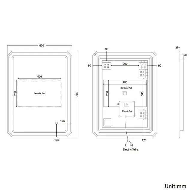 Thea Illuminated LED Mirror 800x600mm