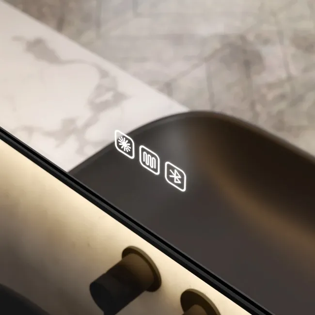 Mila Black Framed Backlit Illuminated LED Mirror With BLUETOOTH Speaker 700x500mm