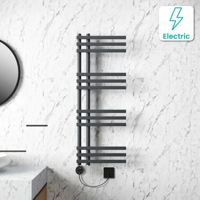 Madrid Electric Anthracite Designer Heated Towel Rail 1200x450mm