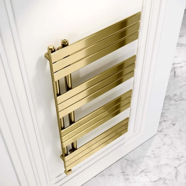 Seville Electric Brushed Brass Designer Flat Panel Heated Towel Rail 1200x600mm