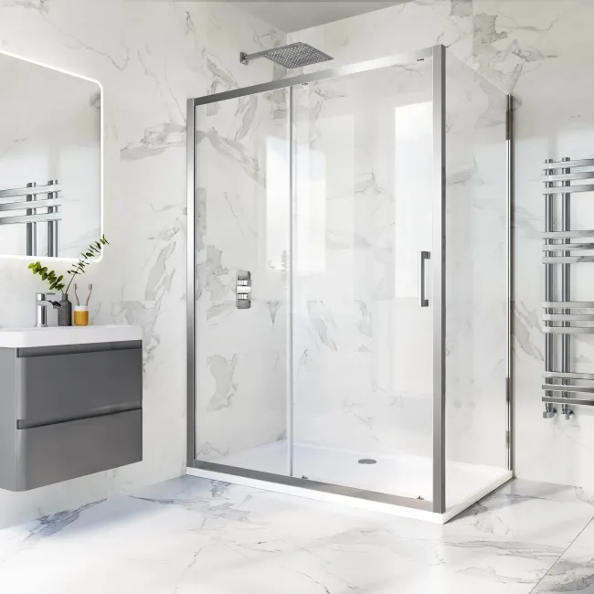 Hamburg Easy Clean 8mm Sliding Shower Enclosure 1400x900mm - Easy Fix Feature
