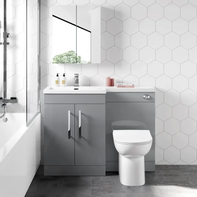 Avon Stone Grey Combination Vanity Basin and Aruba Toilet 1100mm - Left Handed