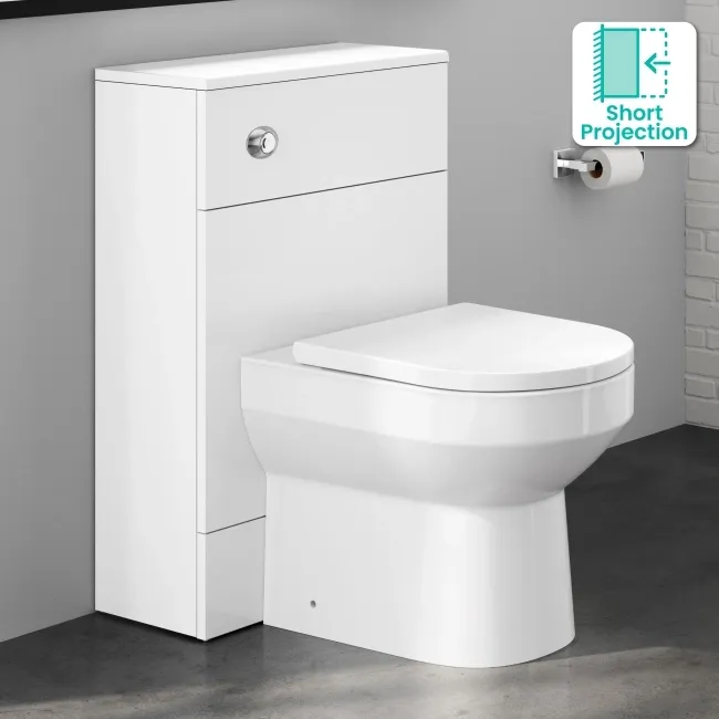 Harper Gloss White Back To Wall Unit 500mm and Miami Toilet