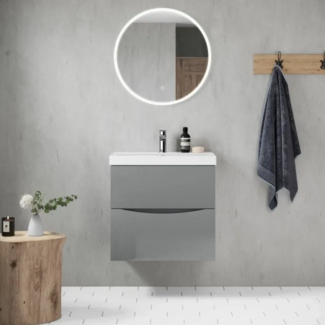 Austin Stone Grey Wall Hung Basin Drawer Vanity 600mm