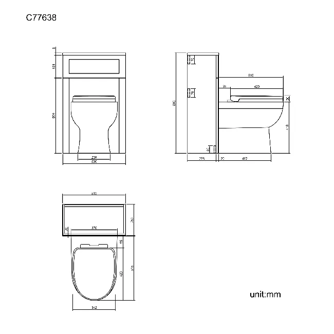 Traditional Chalk White Slimline Back To Wall Unit and Seattle Toilet