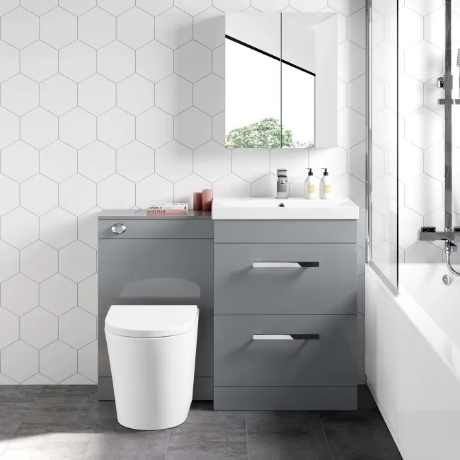 Avon Stone Grey Combination Basin Drawer and Boston Toilet 1100mm