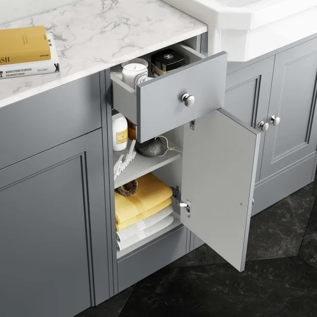 Monaco Dove Grey Combination Vanity Traditional Basin with Marble Top and Boston Toilet 1500mm