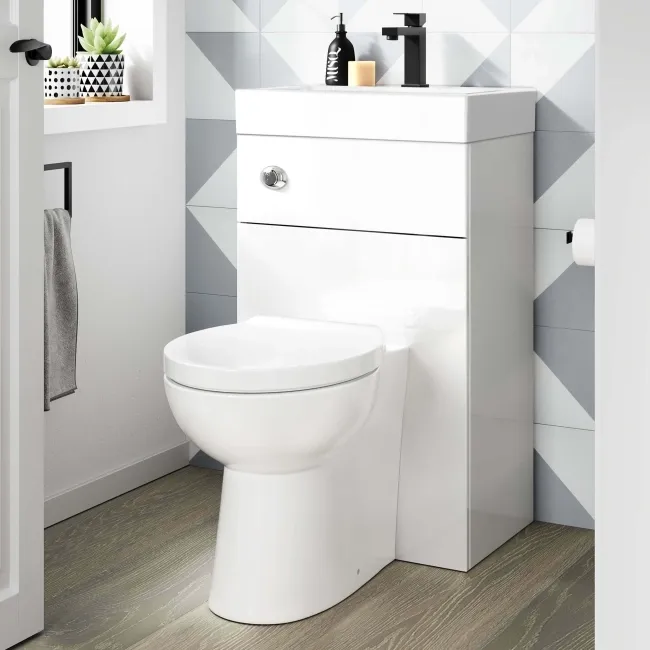 Ohio Gloss White 2-In-1 Combined Wash Basin & Austin Toilet 500mm