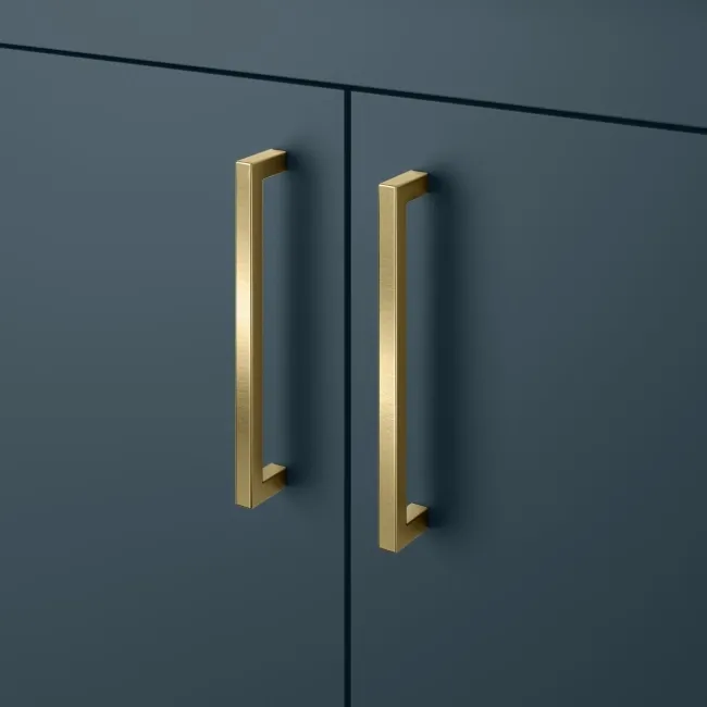 Harper Navy Blue Vanity with Semi Recessed Basin 600mm - Brushed Brass Accents