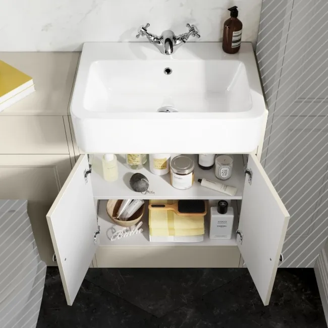 Monaco Chalk White Basin Vanity And Back To Wall Toilet Unit 1200mm