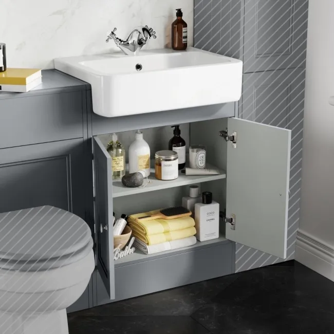 Monaco Dove Grey Basin Vanity and Back To Wall Toilet Unit 1200mm (Excludes Pan & Cistern)