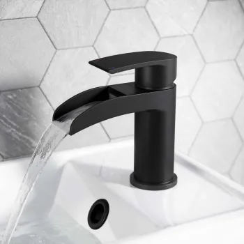 Eden Matt Black Waterfall Cloakroom Basin Mixer Tap