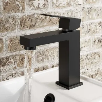 Lea Matt Black Cloakroom Basin Mixer Tap