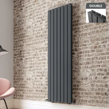 Faro Anthracite Double Flat Panel Vertical Radiator 1800x490mm