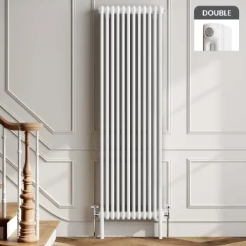 Athens White Double Column Vertical Traditional Radiator 1800x560mm