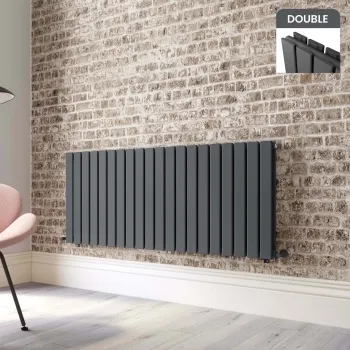 Faro Anthracite Double Flat Panel Horizontal Radiator 600x1400mm