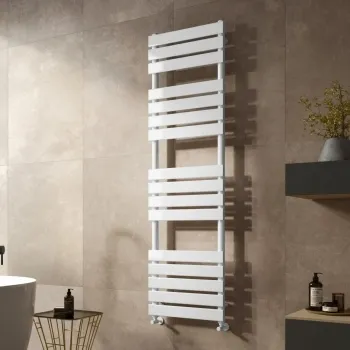 Santorini White Flat Panel Heated Towel Rail 1600x450mm