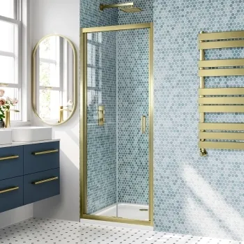 London Brushed Brass 6mm Bifold Shower Door 700mm
