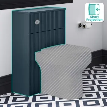 Crete Fluted Navy Blue Slimline Back To Wall Toilet Unit 500mm