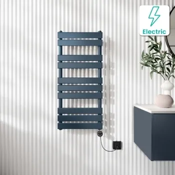 Santorini Electric Inky Blue Flat Panel Heated Towel Rail 1000x450mm