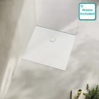 Seoul Low Profile Square Matt White Stone Shower Tray 900x900mm