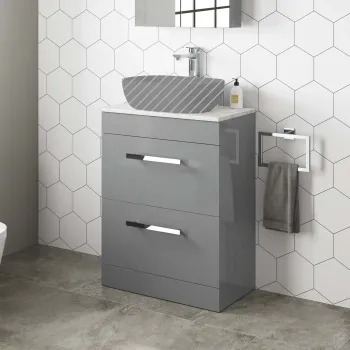 Avon Stone Grey Drawer with Marble Top 600mm - Excludes Counter Top Basin