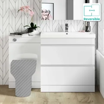 Trent Gloss White Basin Drawer and Back To Wall Unit 1300mm