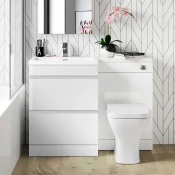 Trent Gloss White Combination Basin Drawer and Atlanta Toilet 1100mm - Left Handed
