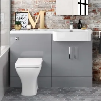 Harper Stone Grey Combination Vanity Basin and Atlanta Toilet 1200mm - Right Handed