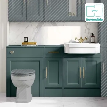 Monaco Midnight Green Traditional Basin Vanity and Back To Wall Unit 1500mm (Excludes Pan & Cistern) - Brass Knurled Handles