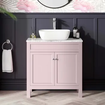 Bermuda Cashmere Pink Vanity with Marble Top & Curved Counter Top Basin 800mm