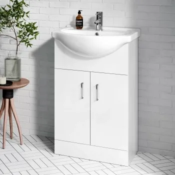 Quartz Gloss White Vanity with Semi Recessed Basin 550mm