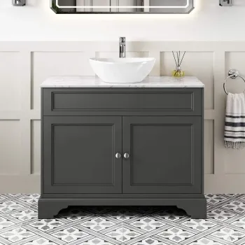 Lucia Graphite Grey Vanity with Marble Top & Oval Counter Top Basin 1030mm