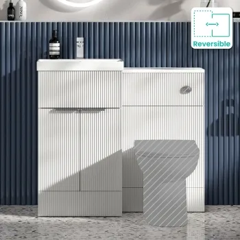 Havana Fluted Coastal White Basin Vanity and Back To Wall Toilet Unit 1000mm (Excludes Toilet) - Chrome Handles