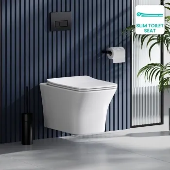 Houston Rimless Wall Hung Toilet With Premium Soft Close Slim Seat