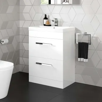 Avon Gloss White Basin Drawer Vanity 600mm