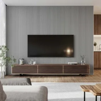 Trepanel Design® Grey Metallic Silver on Black Felt Acoustic Wood Slat Panels